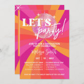 Groovy 70s Disco Graduation Party Invitation, SARA Kaart (Voorkant / Achterkant)