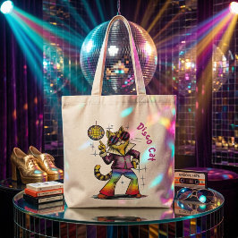Groovy 70s Disco Kat Retro Regenboog Katachtige Ku Tote Bag