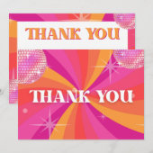 Groovy 70s Disco Party Bedankkaart, SARA Bedankkaart (Voorkant / Achterkant)