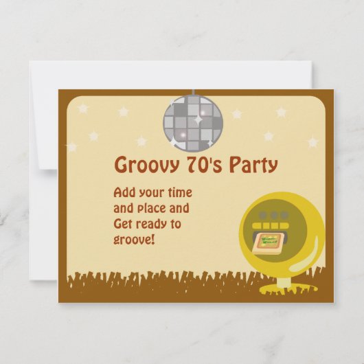 Groovy 70's Disco Party Kaart (Achterkant)