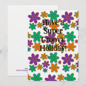 Groovy 70s Flower Inspired Holiday Kaart (Voorkant / Achterkant)