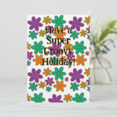 Groovy 70s Flower Inspired Holiday Kaart (Staand voorkant)