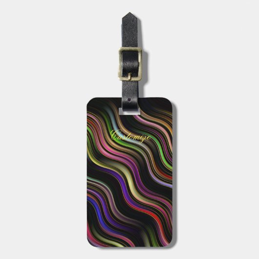 Groovy 70's golvende hippie psychedelic bagagelabel (Voorkant verticaal)