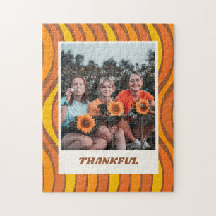 Groovy 70s Herfst Oranje Bruin Aangepaste Foto Legpuzzel