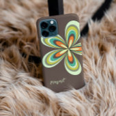 Groovy 70s Hippie Bloem Bruin Retro Daisy Naam Case-Mate iPhone Case