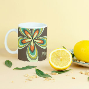 Groovy 70s Hippie Bloem Bruin Retro Daisy Naam Koffiemok