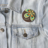 Groovy 70s Hippie Bloem Bruin Retro Daisy Naam Ronde Button 5,7 Cm (In situ)