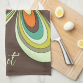 Groovy 70s Hippie Bloem Bruin Retro Daisy Naam Theedoek (Quarter Fold)