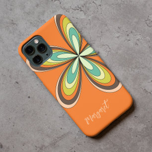 Groovy 70s Hippie Bloem Oranje Retro Madeliefje Na Case-Mate iPhone Case