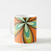 Groovy 70s Hippie Bloem Sinaasappel Retro Madelief Koffiemok (Voorkant links)