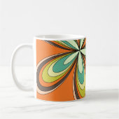 Groovy 70s Hippie Bloem Sinaasappel Retro Madelief Koffiemok (Links)