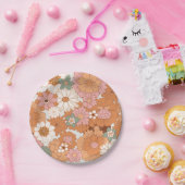 Groovy 70s Hippie Floral Baby shower Papier Borden Papieren Bordje (Feest)