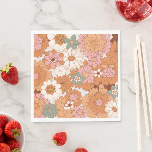 Groovy 70s Hippie Floral Baby shower servetten (Insitu)