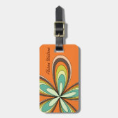 Groovy 70s Hippie Flower Oranje Retro Daisy Naam Bagagelabel (Voorkant verticaal)