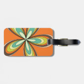 Groovy 70s Hippie Flower Oranje Retro Daisy Naam Bagagelabel (Achterkant horizontaal)