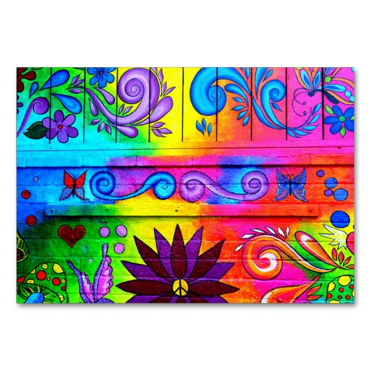 Groovy 70's hippie tafel kaart (Voorkant)