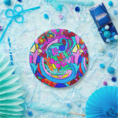 Groovy 70's hippieachtige liefdesbloemen papieren bordje (Feest)