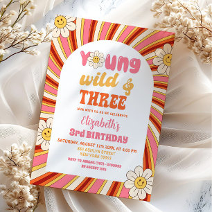 Groovy 70's Jong Wild en Drie 3de Verjaardag Kaart