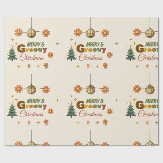 Groovy 70s Kerstfeest Cadeaupapier (Vlak)