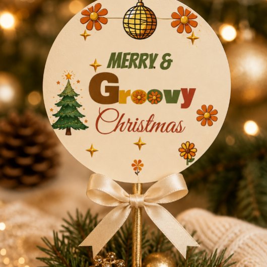 Groovy 70s Kerstfeest Ronde Sticker