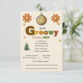 Groovy 70s Kerstfeest  RSVP Kaartje (Staand voorkant)