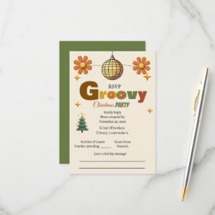 Groovy 70s Kerstfeest RSVP Kaartje