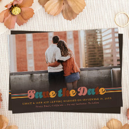 Groovy 70s Kleuren Retro Save The Date Foto