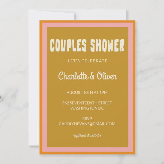 Groovy 70's kleurrijke roze mosterdstelletjes kaart (Voorkant)