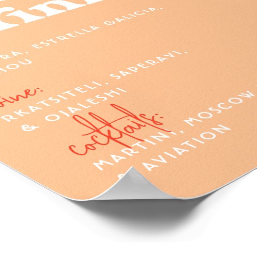 Groovy 70s Laten we Drink Bruiloft Bar Teken Poster (Hoek)