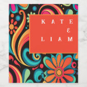 Groovy 70's levendige stijl wijn etiket (Enkel label)