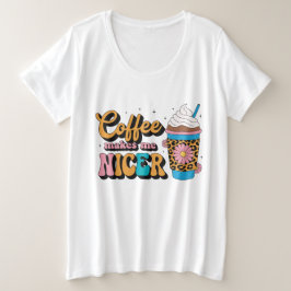 Groovy 70s Luipaardprint Koffie Maakt Me Aardiger Grote Maat T-shirt