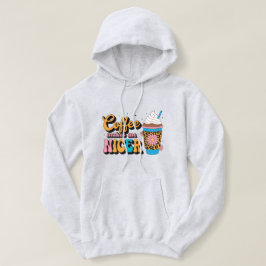 Groovy 70s Luipaardprint Koffie Maakt Me Aardiger Hoodie