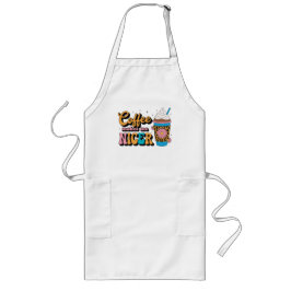 Groovy 70s Luipaardprint Koffie Maakt Me Aardiger Lang Schort