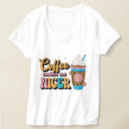 Groovy 70s Luipaardprint Koffie Maakt Me Aardiger T-shirt
