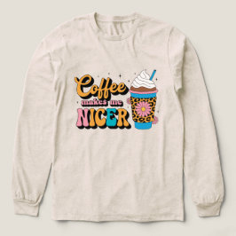 Groovy 70s Luipaardprint Koffie Maakt Me Aardiger Tri-Blend Shirt