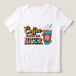 Groovy 70s Luipaardprint Koffie Maakt Me Aardiger Tri-Blend Shirt