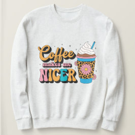 Groovy 70s Luipaardprint Koffie Maakt Me Aardiger Trui