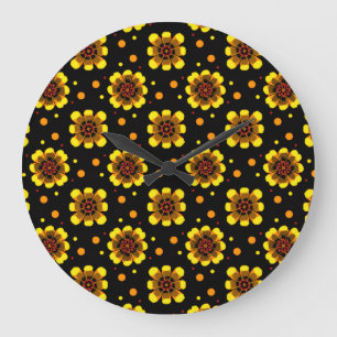 Groovy 70s Madeliefje Flower Power Patroon Grote Klok