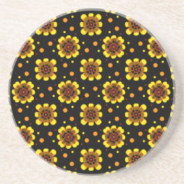 Groovy 70s Madeliefje Flower Power Patroon Zandsteen Onderzetter