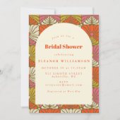 Groovy 70s  Oranje Floral Vrijgezellenfeest Kaart (Voorkant)