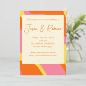 Groovy 70's Oranje roze in één begrotingsweddensch Kaart (Staand voorkant)