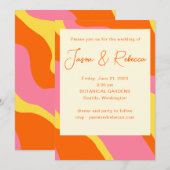 Groovy 70's Oranje roze in één begrotingsweddensch Kaart (Voorkant / Achterkant)