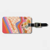 Groovy 70s Paddenstoel Bloem Gepersonaliseerde Per Bagagelabel (Voorkant horizontaal)