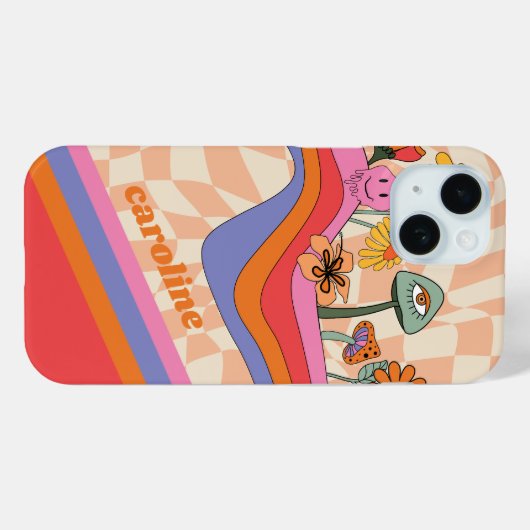 Groovy 70s Paddenstoel Bloem Gepersonaliseerde Per Case-Mate iPhone Case (Achterkant (horizontaal))