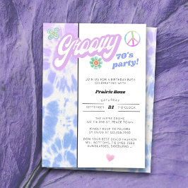 Groovy 70's Party Pastel Tie Dye Birthday Kaart