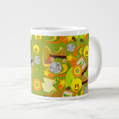 Groovy 70's patroon grote koffiekop (Voorkant rechts)