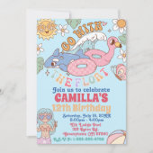 Groovy 70s Pool Party Verjaardag uitnodiging (Voorkant)