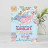 Groovy 70s Pool Party Verjaardag uitnodiging (Staand voorkant)