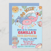 Groovy 70s Pool Party Verjaardag uitnodiging (Voorkant / Achterkant)