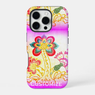 groovy 70's psychedelic palm tree iphone case 16 pro hoesje